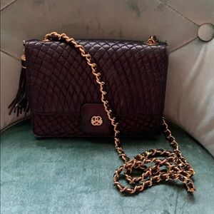 Black Quilted Evening Bag W/ Chain